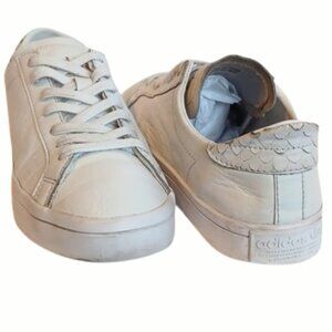 Adidas Originals White Court Vantage Leather/Snakeskin Retro Sneaker- Sz. 8